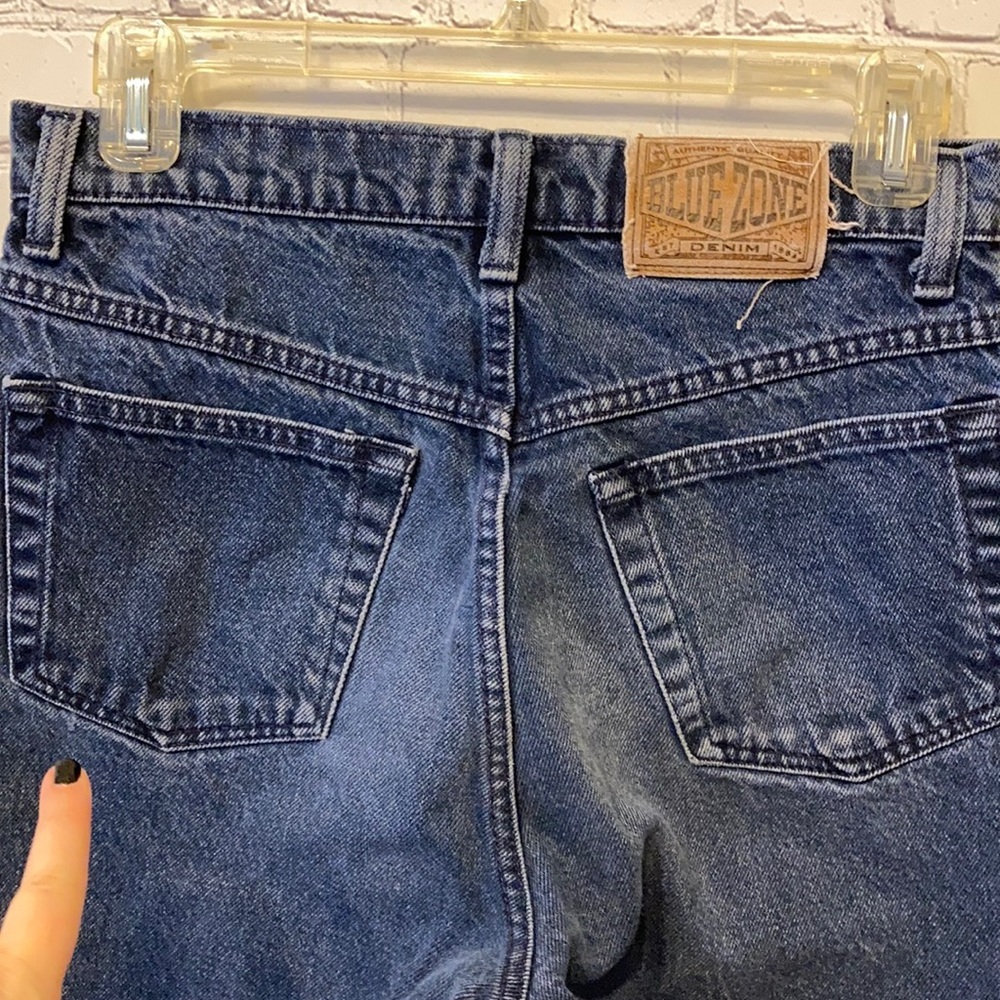High Rise Blue Zone Mom Jeans Size 30/32 Dark Wash Vintage PM3972 - Picture 4 of 9